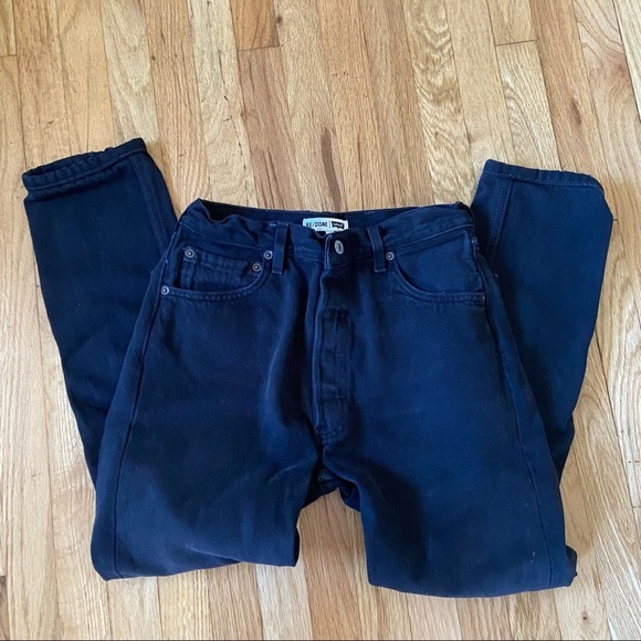 Re/Done Black High Waist Ankle Crop Distressed Jeans - Picture 3 of 10